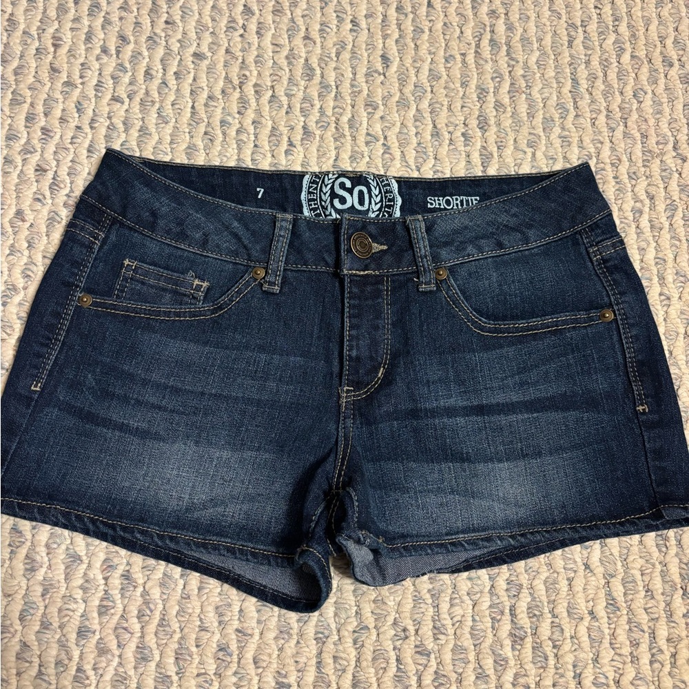 Y2K Low Rise Dark Wash Women's Dark Blue Denim Shorts